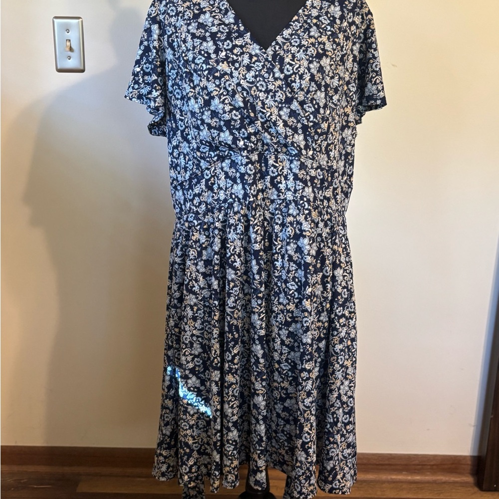 Lane Bryant Navy Floral Midi Dress
